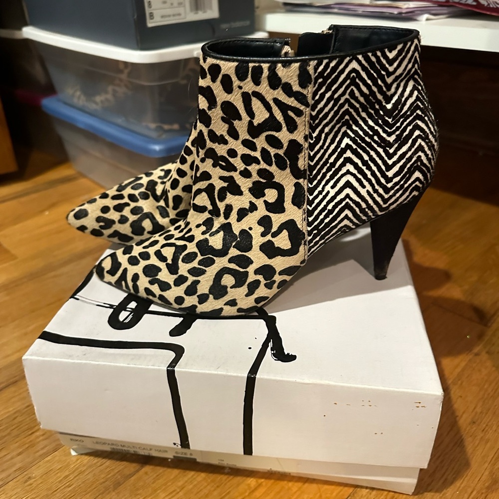 DV leopard multi calf hair booties